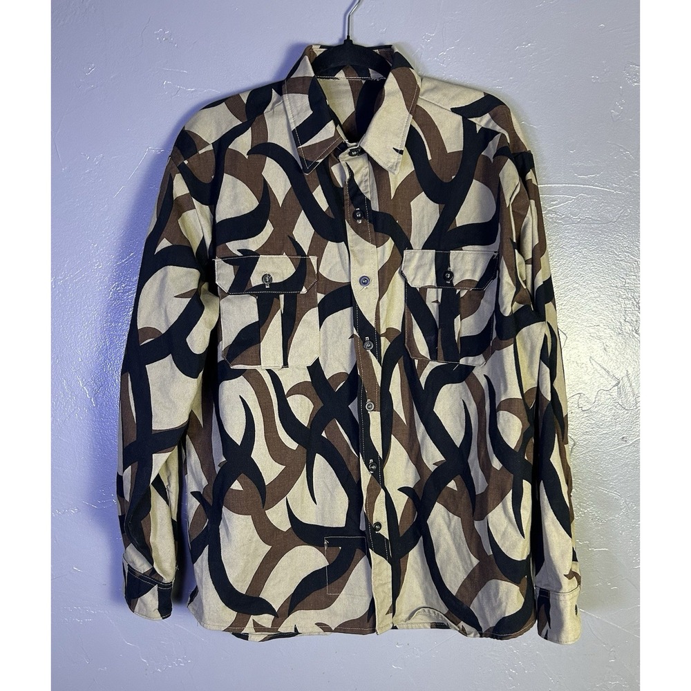 vintage ASAT Tribal Camo Long Sleeve Field Shirt Estimated Size L Mens Hunting